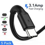 5-Pack Short USB-C to USB-A Cables 30CM