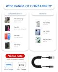 Coiled USB to USB-C Fast Charging Cable 1m