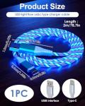 Glowing 2M USB-C Charger Cable 60W Fast Charge