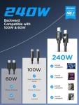 240W Fast Charging USB-C to USB-C Cable 2m 2Pack