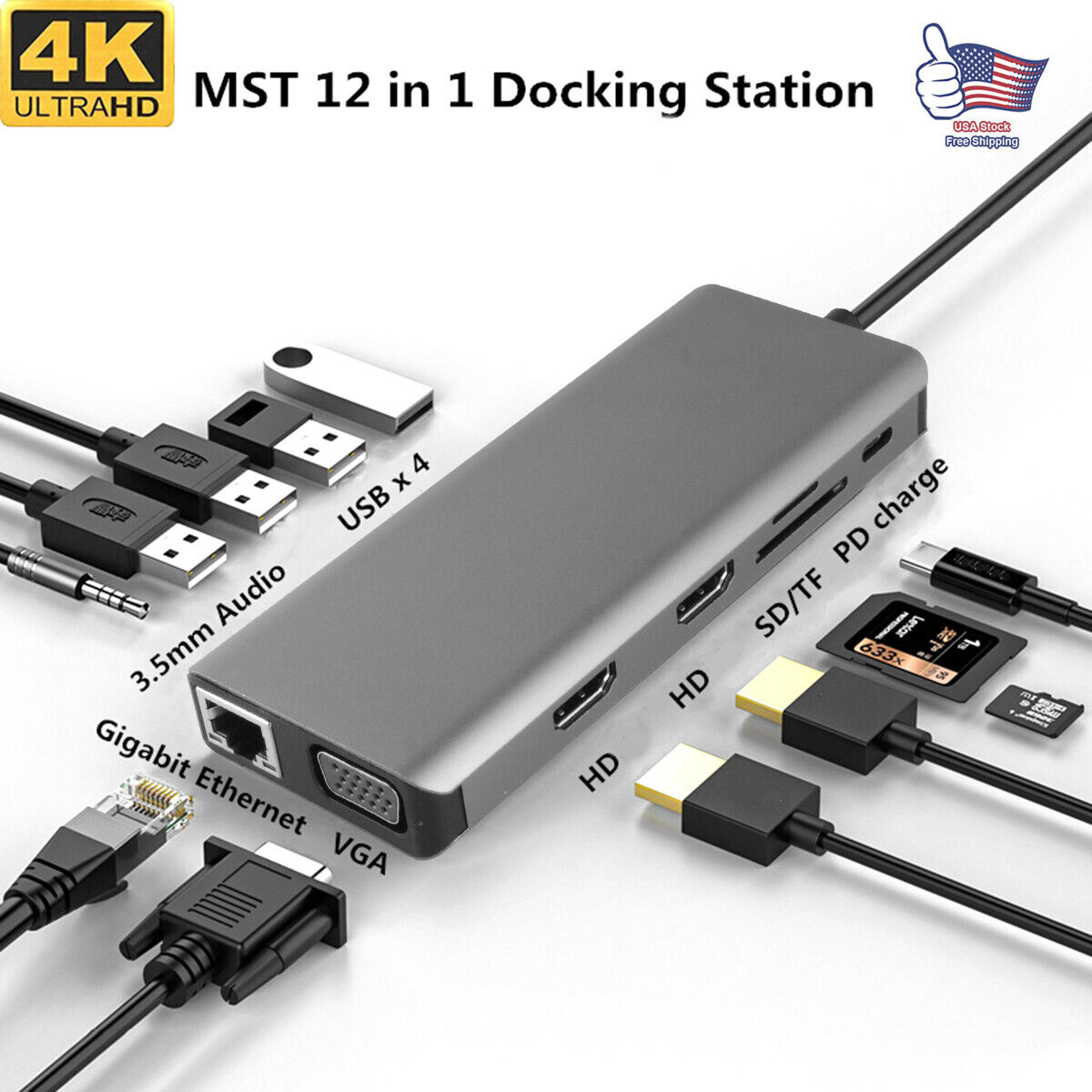 12-in-1 USB-C HUB with HDMI & USB 3.0
