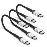 3-Pack Short USB-C to USB-C Fast Charging Cable