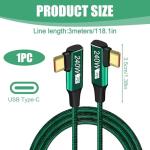 240W Right Angle USB-C Charger Cable 3M