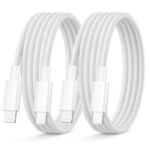 Braided USB-C to Lightning Charger Cable 2-Pack