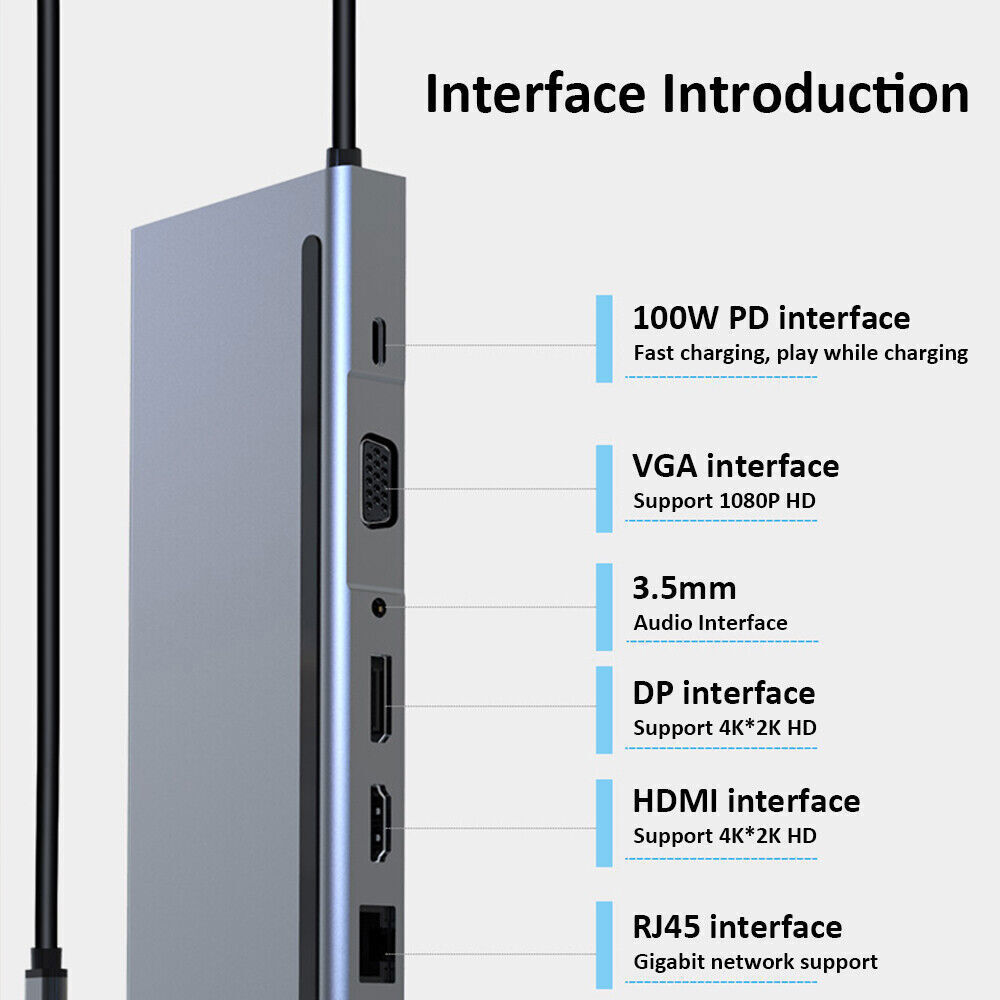 12-in-1 USB-C Docking Station for Laptops