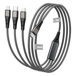 100W 3-in-1 USB-C Fast Charger Cable 1.2M