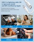 2M USB-C to Lightning Charger Cable