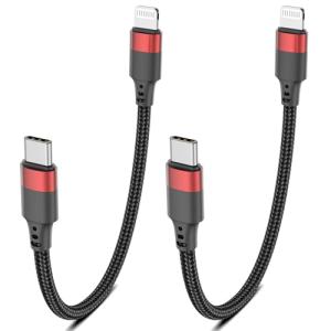Short USB-C to Lightning Cable 2-Pack, MFi Certified