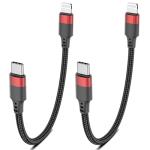 Short USB-C to Lightning Cable 2-Pack, MFi Certified