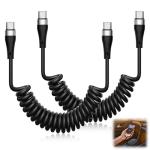 66W Coiled USB-C Car Charger Cable 2-Pack