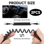 66W Coiled USB-C Car Charger Cable 2-Pack