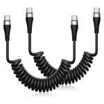 66W Coiled USB-C Car Charger Cable 2-Pack