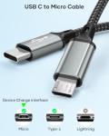 Nylon Braided USB-C to Micro USB Cable 0.2M