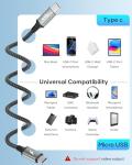 Nylon Braided USB-C to Micro USB Cable 0.2M