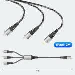 100W 3-in-1 USB-C Multi Charger Cable 2M