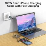 100W 3-in-1 USB-C Multi Charger Cable 2M