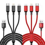 3-in-1 USB-C Charging Cable, 4.1ft