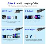3-in-1 USB-C Charging Cable, 4.1ft