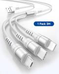 RAVIAD 3-in-1 Nylon Braided Multi Charger Cable