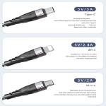 5-in-1 Fast Charging Cable, USB A/C Nylon Braided