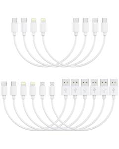 10-Pack Multi Short USB-C Charging Cables