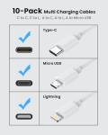 10-Pack Multi Short USB-C Charging Cables