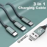 3-in-1 Nylon Braided Multi Charger Cable 1.2M