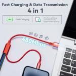 4-in-1 Fast Charging USB-C Cable 35CM