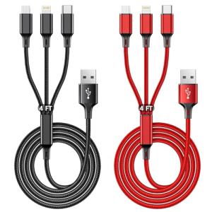 3-in-1 Nylon Braided Multi Charger Cable 2-Pack