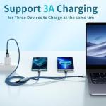 3-in-1 Nylon Braided Multi Charger Cable 2-Pack