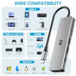 6-in-1 USB-C Hub with HDMI and Data Ports