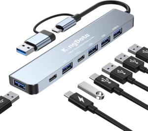 KingData 7-in-1 USB-C Hub for Laptops and Devices