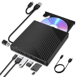 7-in-1 USB-C Portable CD/DVD Drive for Laptops