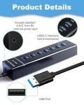 7-Port USB-C Hub with Long Cable for Fast Data