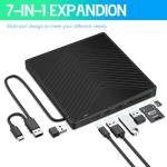 7-in-1 USB-C Portable CD/DVD Drive for Laptops