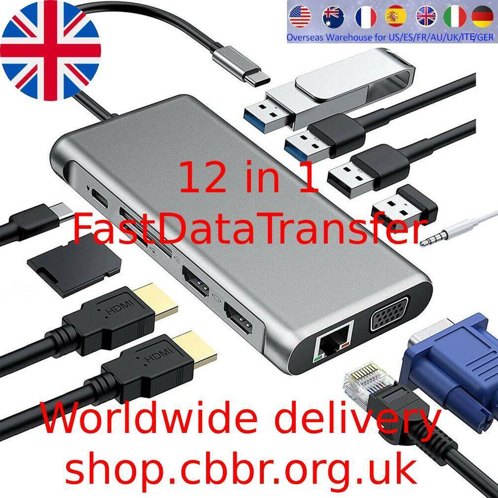 12-in-1 USB-C Multiport Hub Dual HDMI/USB 3.0