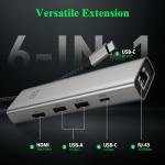 6-in-1 USB-C Hub for Dell, HP, Lenovo