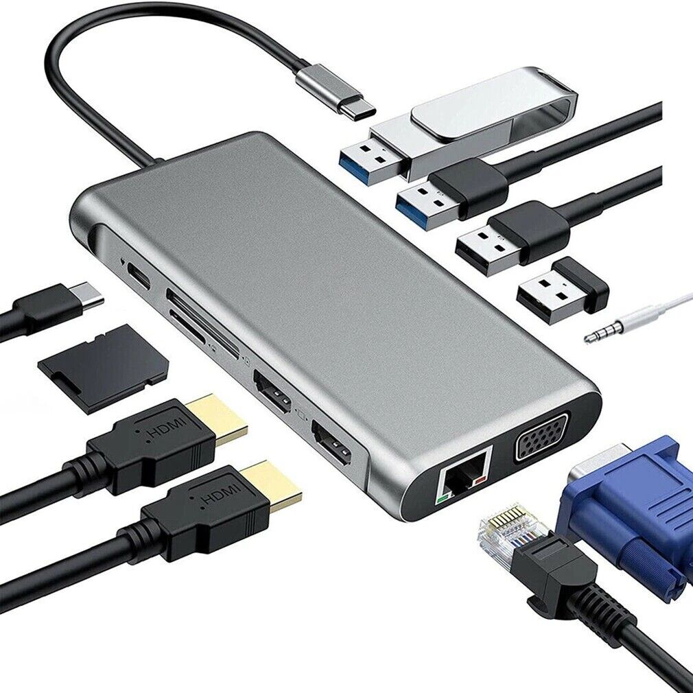 12-in-1 USB-C Multiport Hub Dual HDMI/USB 3.0