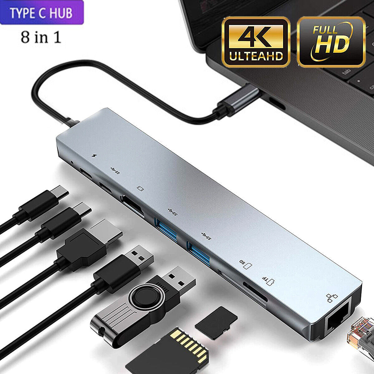 8-in-1 USB-C Hub with 4K HDMI Adapter
