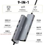UANTIN 9-in-1 USB-C Hub with 4K HDMI