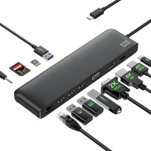 12-in-1 USB C Docking Station with Display Outputs