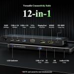 12-in-1 USB C Docking Station with Display Outputs
