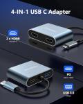 4-in-1 USB-C to Dual HDMI Adapter 4K