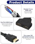 HDMI Splitter Cable Adapter for Dual Monitors