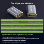 LEENUE 8K HDMI Female to Female Coupler, 2 Pack