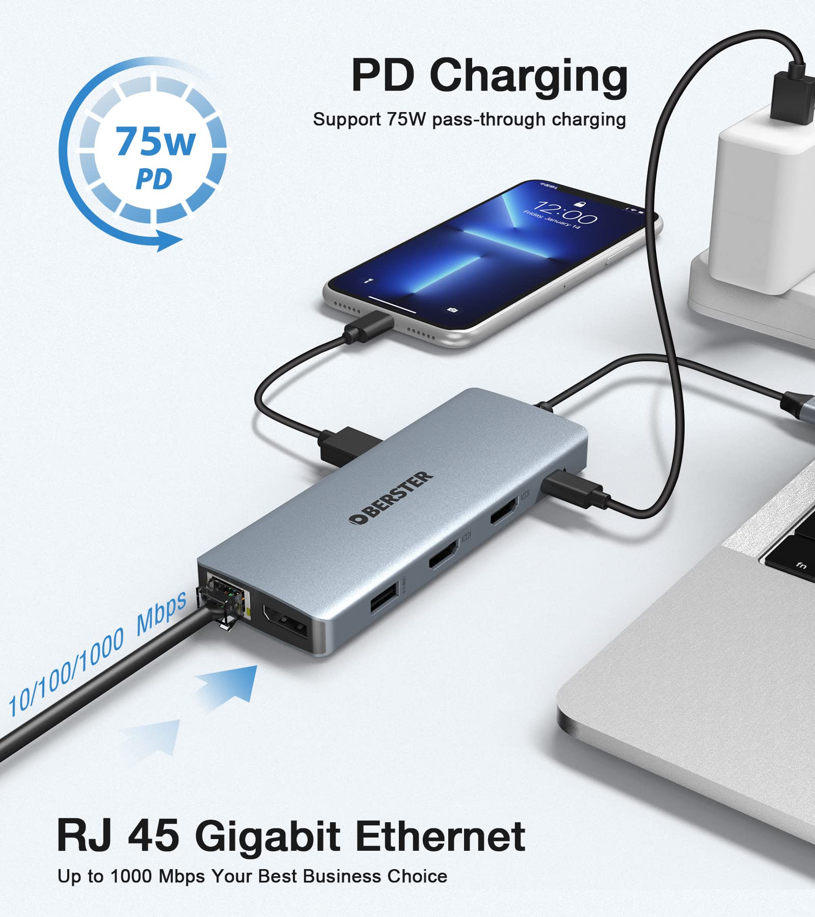 12-in-1 USB-C Hub with Triple Display