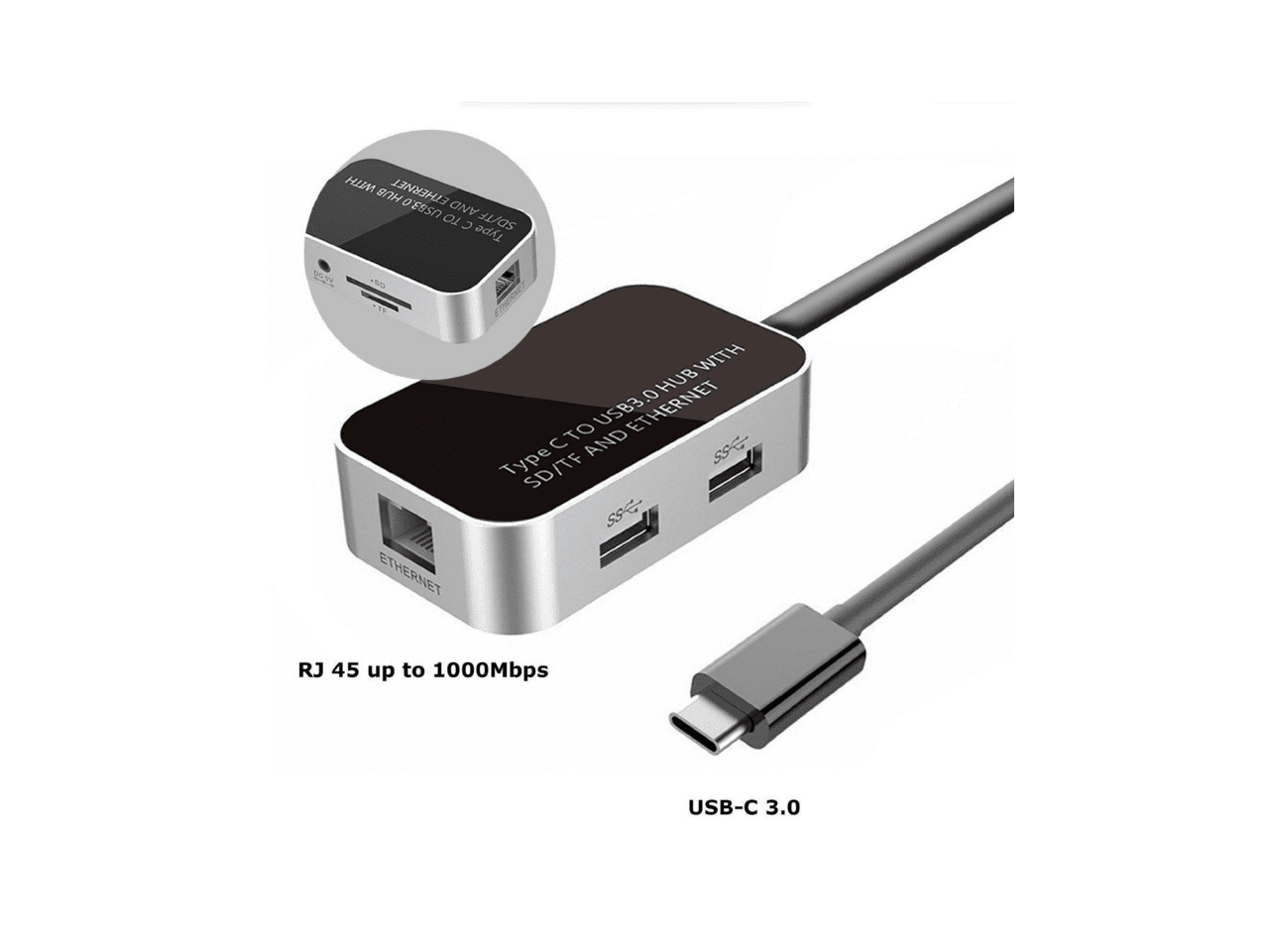 USB-C Multiport Hub with SD/TF Reader & DC