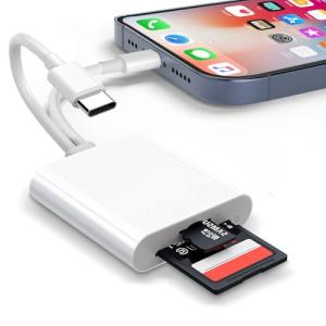 Dual Slot USB-C SD Card Reader for iPhone/iPad