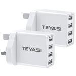 2 Pack 4-Port USB-C UK Wall Charger Adapter