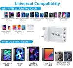 2 Pack 4-Port USB-C UK Wall Charger Adapter